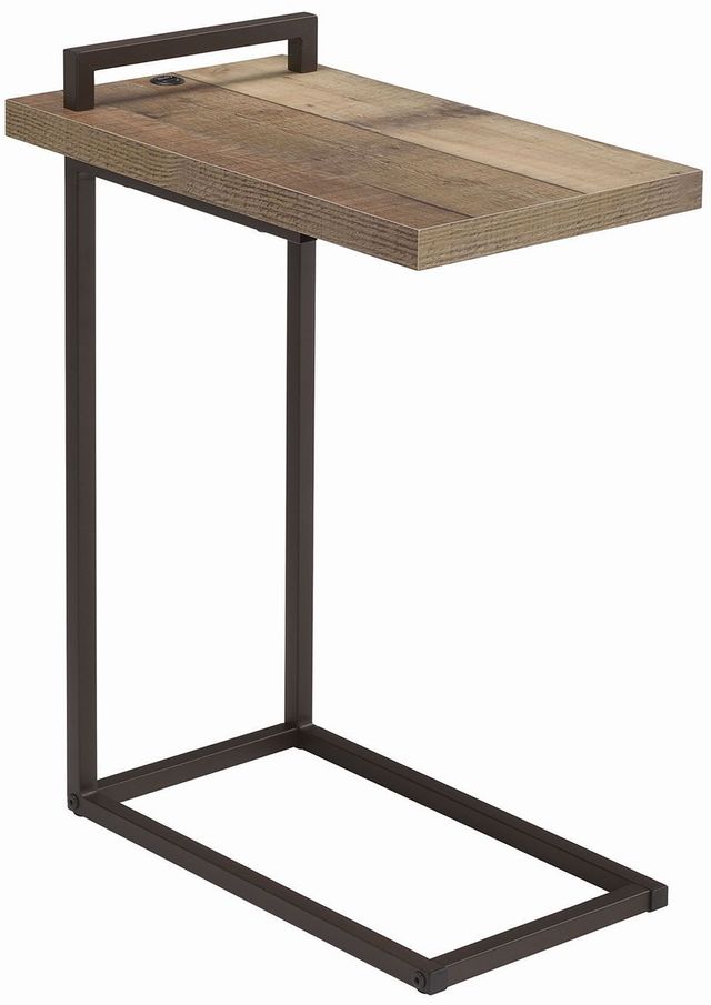 Coaster® Weathered Pine Rectangular Accent Table With USB Port 4