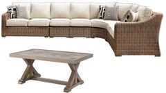 Signature Design by Ashley® Beachcroft 2-Piece Beige Outdoor Sectional Set