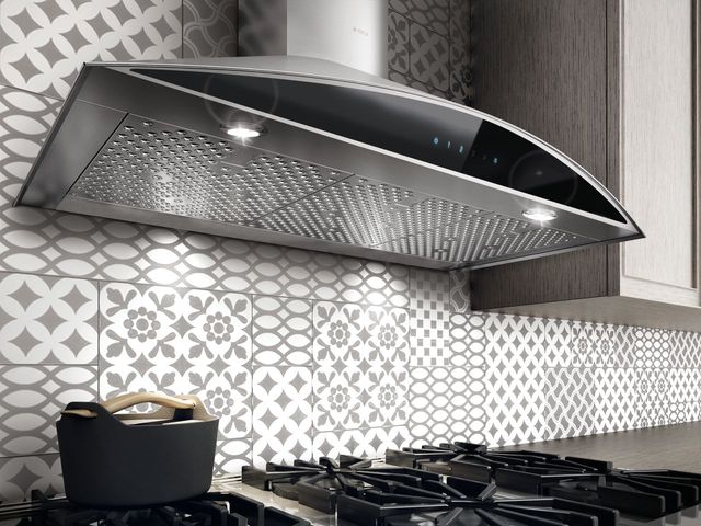 Elica Techne Series Foglia 30" Stainless Steel with Black Glass Wall Mounted Range Hood 1