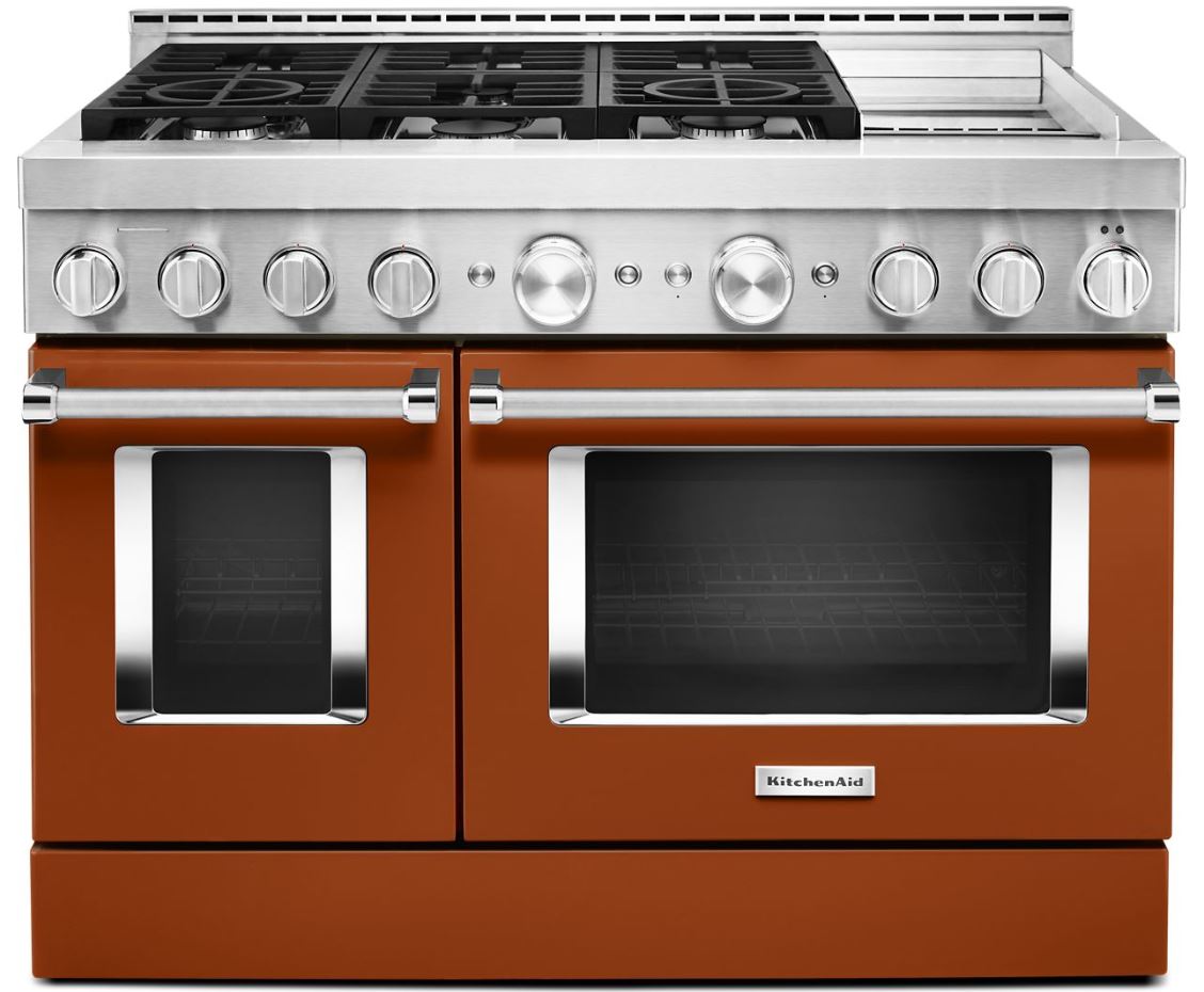 KitchenAid® 48" Scorched Orange Smart Commercial-Style Gas Range with Griddle