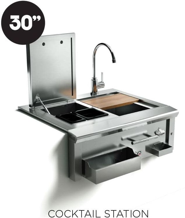 XO 30" Stainless Steel Pro-Grade Luxury Cocktail Pro Station with Sink 1