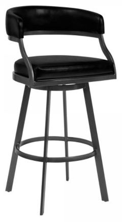 Armen Living Saturn Vintage Black Faux Leather 26" Counter Height Stool
