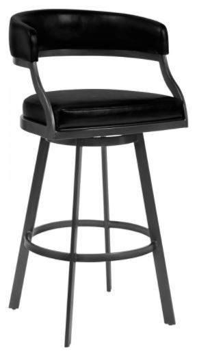 Armen Living Saturn Vintage Black Faux Leather 26" Counter Height Stool-0