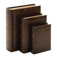 Uma Home Wood & Leather Faux Book Boxes (Set of 3)
