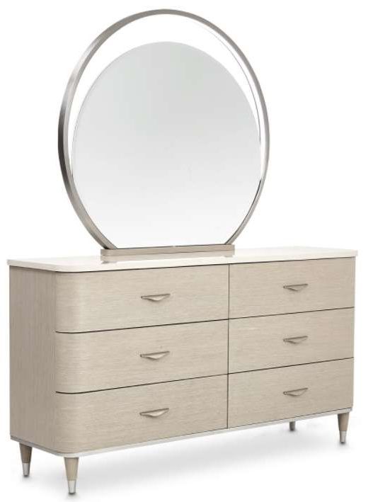 Michael Amini® Eclipse Chrome/Moonlight Dresser with Mirror | Wood's ...