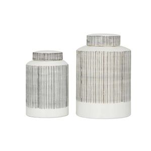 Uma Home Cosmoliving White Ceramic Jars (Set of 2)