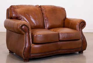 USA Premium Leather Furniture 9055 Brandy Gator All Leather Loveseat