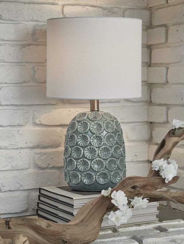 Signature Design by Ashley® Moorbank Teal Ceramic Table Lamp 2
