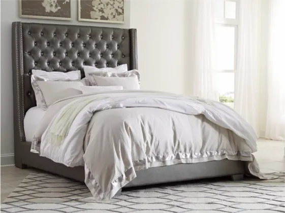 Signature Design by Ashley® Coralayne Gray Queen Upholstered Bed 12