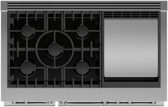 Fisher & Paykel Series 9 48" Stainless Steel with Black Glass Pro Style Dual Fuel Range 12