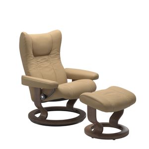 Stressless® by Ekornes® Wing Medium Classic Base Chair and Ottoman