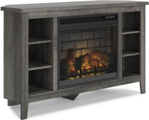 Signature Design by Ashley® Arlenbry Gray Corner TV Stand with Electric Infrared Fireplace Insert