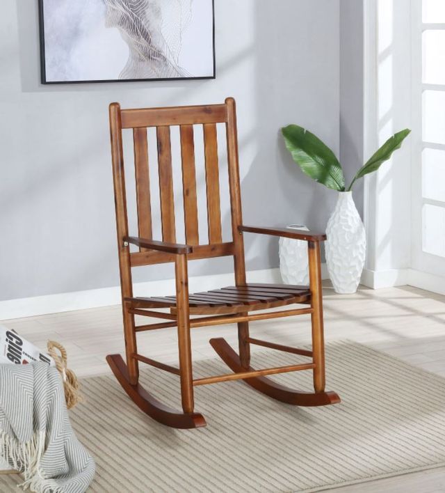 Coaster® Golden Brown Slat Back Wooden Rocking Chair 5
