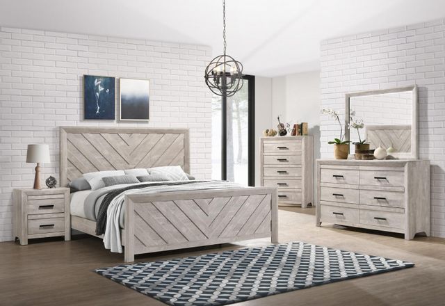 Elements Ellen White Queen Bed, Dresser, Mirror & Nightstand-0