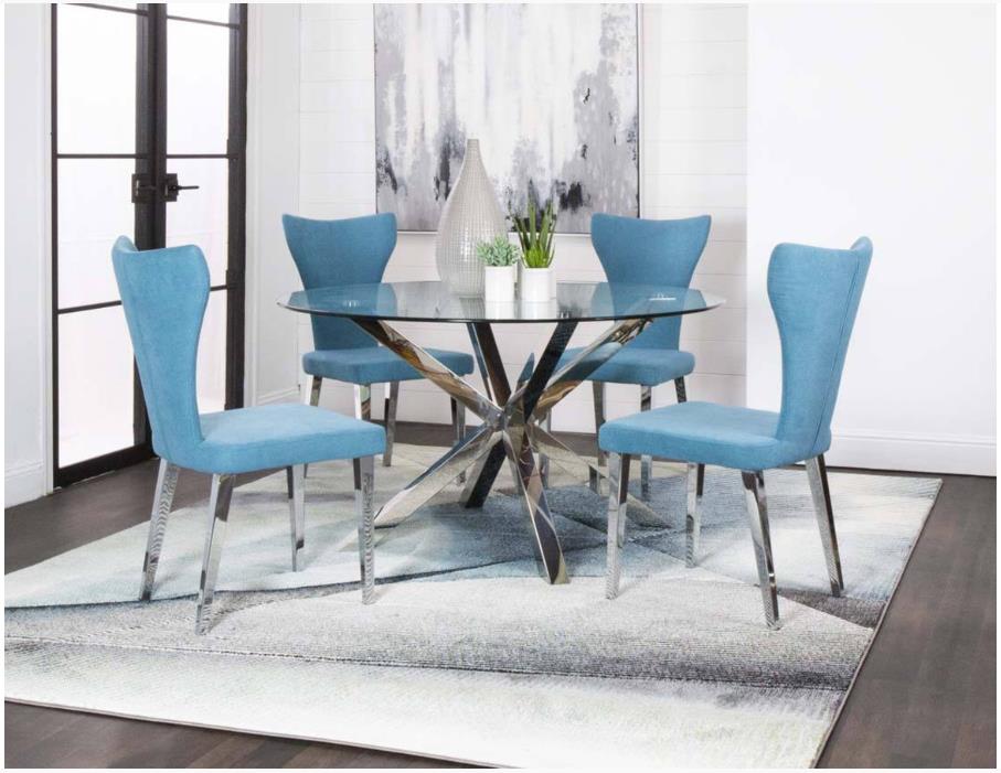 Cramco Classic Asher 5 Piece Aqua Stainless Steel Dining Set