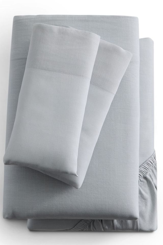 Malouf™ Linen-Weave Cotton Fog Split Queen Sheets Set