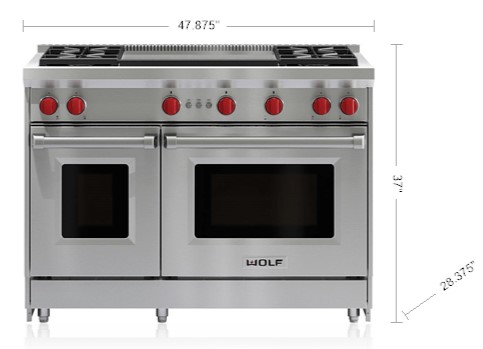 wolf 6 burner gas range double oven