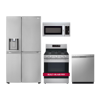 LG 4 Piece Kitchen Package with Side by Side Refrigerator