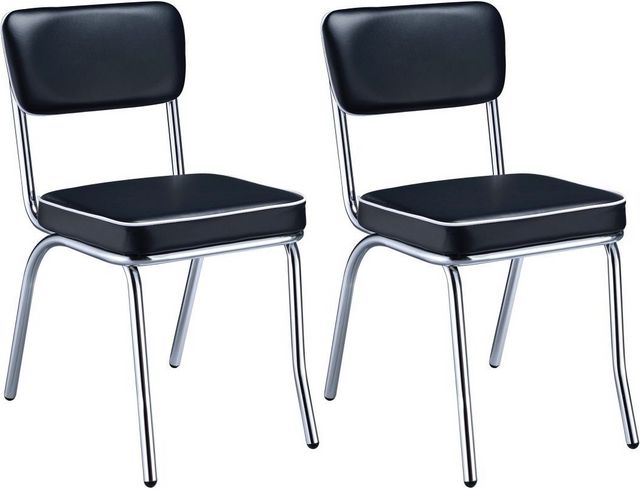 Coaster® Retro Set of 2 Black And Chrome Side Chairs