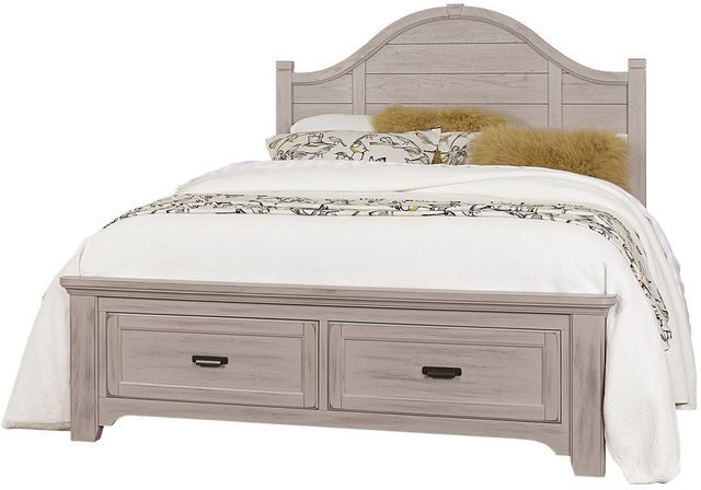 Vaughan-Bassett Bungalow Dover Grey Queen Arch Bed with Footboard Storage 0