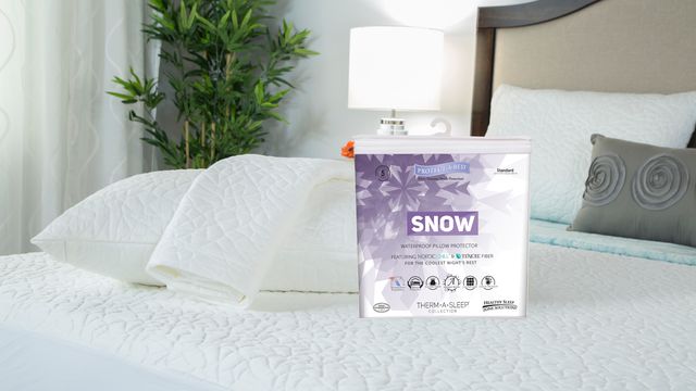 Protect-A-Bed® Therm-A-Sleep White Snow Waterproof Queen Pillow Protector 1