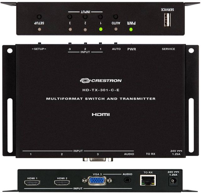 Crestron® 4K 4x1 Scaling Auto-Switcher and DM Lite® Extender over CATx Cable 1