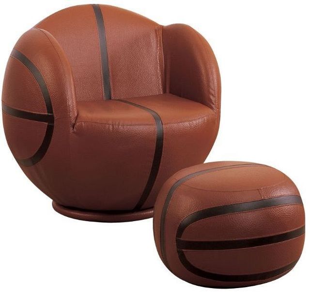 ACME Furniture All Star 2-Piece Brown/Black Basketball Chair and Ottoman Set