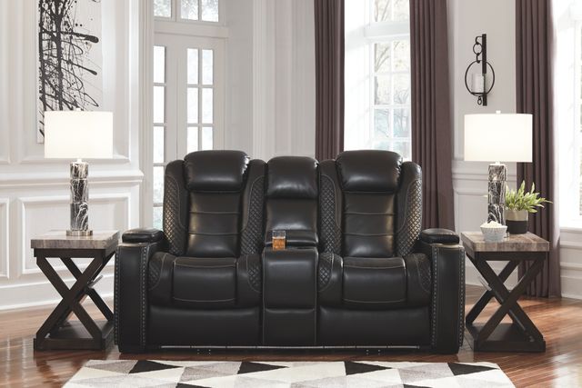 Signature Design by Ashley® Party Time Midnight Power Reclining Loveseat with Console 10