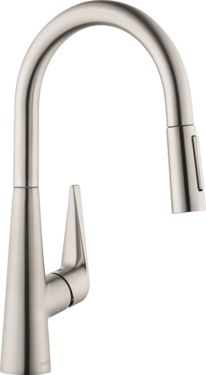 Hansgrohe Talis S Steel Optic HighArc Kitchen Faucet, 2-Spray Pull-Down, 1.75 GPM