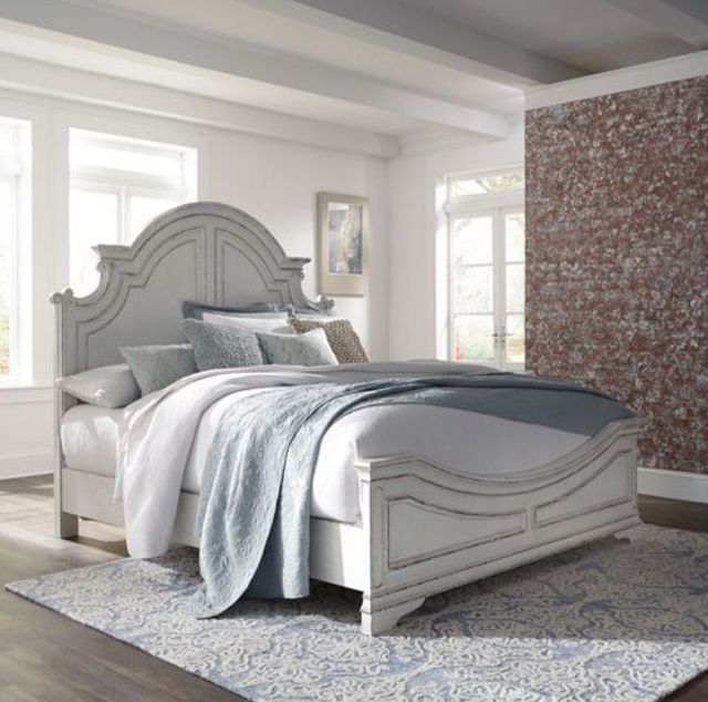 Liberty Magnolia Manor Antique White King Panel Bed-0