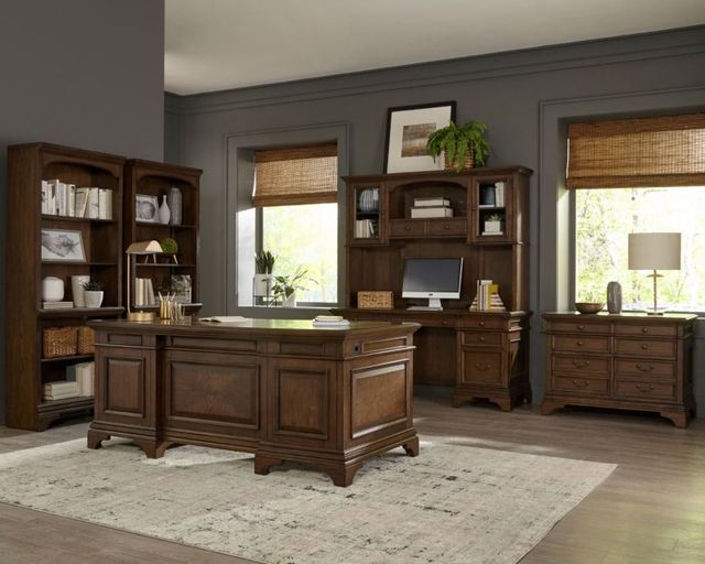 Coaster® Hartshill Burnished Oak Executive Desk with File Cabinets 2