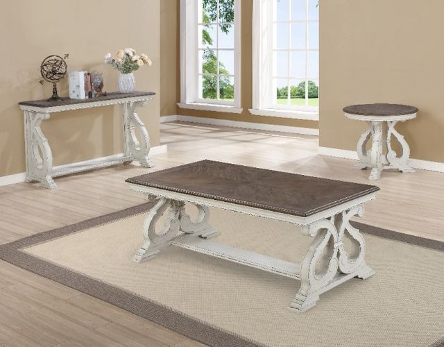 Crown Mark Clementine Brown Coffee Table with White Base-3