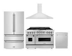 Kitchen Package with Refrigeration, 48" Stainless Steel Gas Range, 48" Convertible Vent Range Hood and 24" Tall Tub Dishwasher