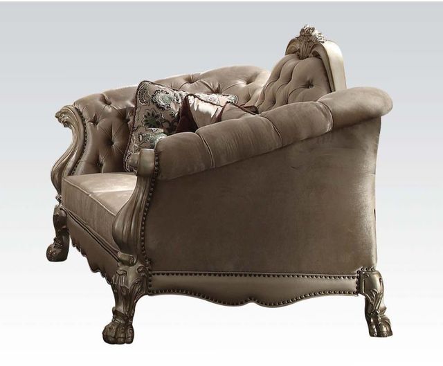ACME 53160 Dresden Sofa with 4 Pillows, Bone PU & Gold Patina