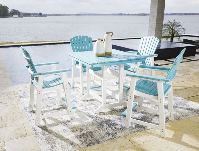 Signature Design by Ashley® Eisely 2-Piece Turquoise Outdoor Counter Height Bar Stool Set-3
