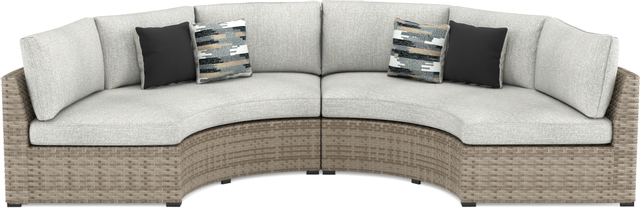 Signature Design by Ashley® Calworth 3-Piece Beige Outdoor Sectional Set 1