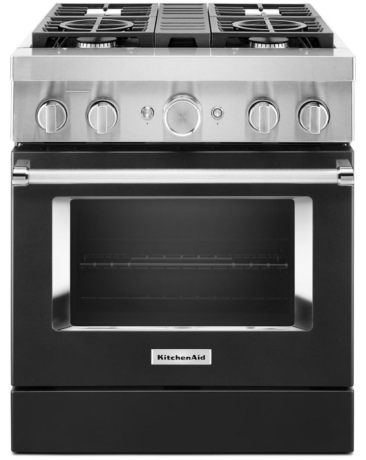 KitchenAid® 30" Imperial Black Commercial-Style Free Standing Dual Fuel Range