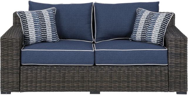 Signature Design by Ashley® Grasson Lane Brown/Blue Loveseat with Cushion 1