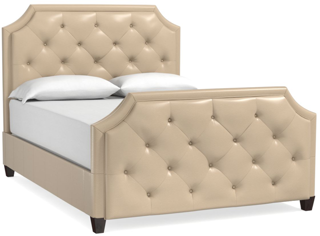 Bassett® Furniture Custom Upholstered Florence Leather Full Clipped Corner Bed with Tall Footboard