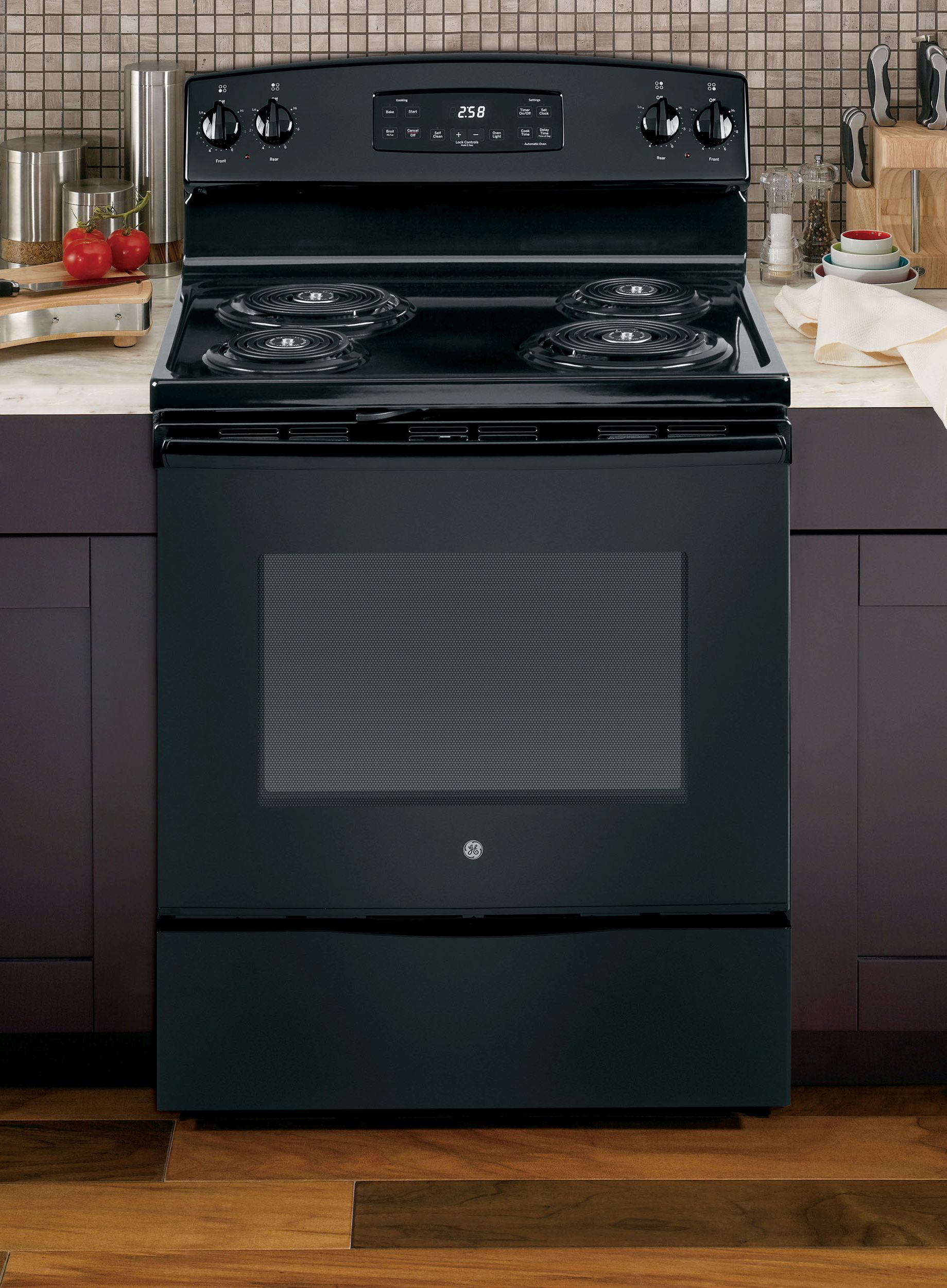 ge black stove electric