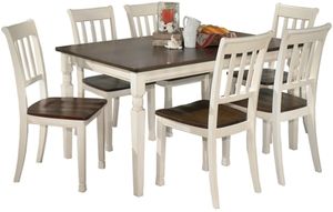 Signature Design by Ashley® Whitesburg 7-Piece Brown/Cottage White Dining Table Set