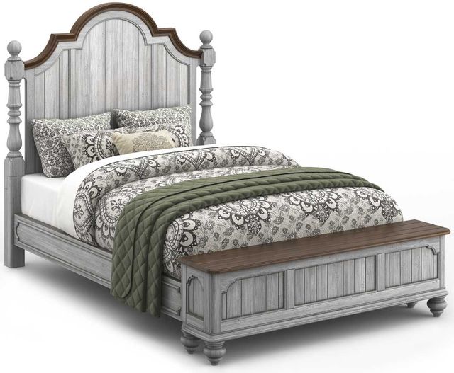 Flexsteel® Plymouth® Distressed Graywash Queen Storage Bed-0
