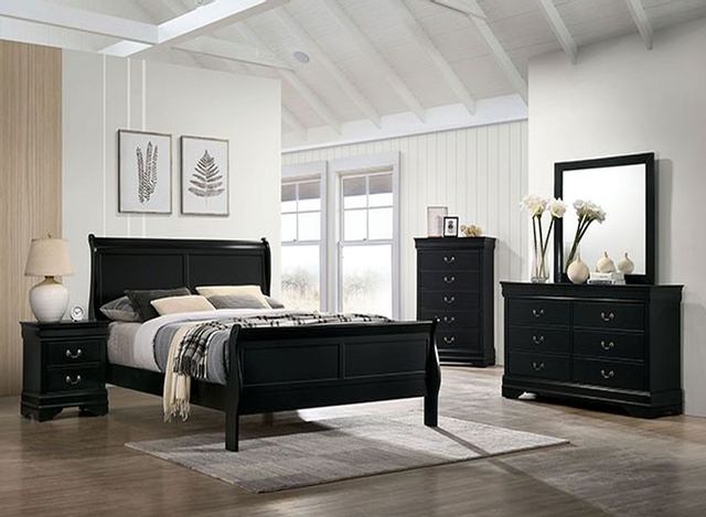 Louis Philippe B4901 King Sleigh Bed - Black Charmax USA Beds