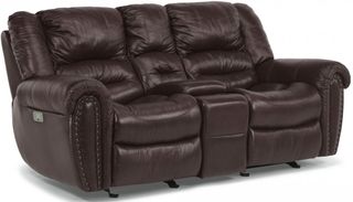 Flexsteel® Town Barolo Reclining Loveseat with Console and Power Headrest
