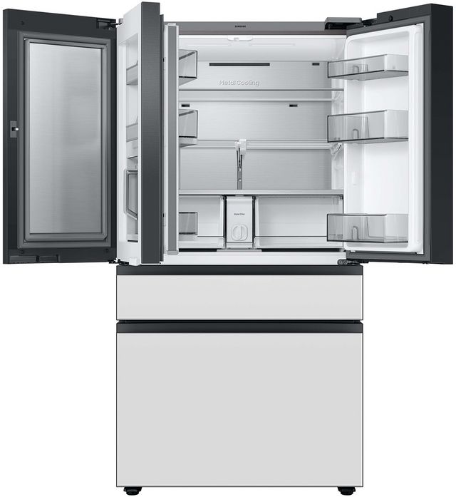 Samsung Bespoke 28.6 Cu. Ft. White Glass French Door Refrigerator-2