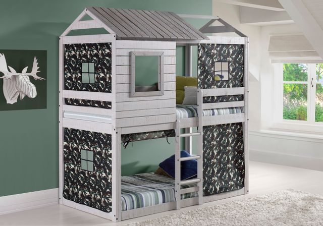 Donco Kids Deer Blind Twin/Twin Bunkbed With Green Camo Tent Kit-1