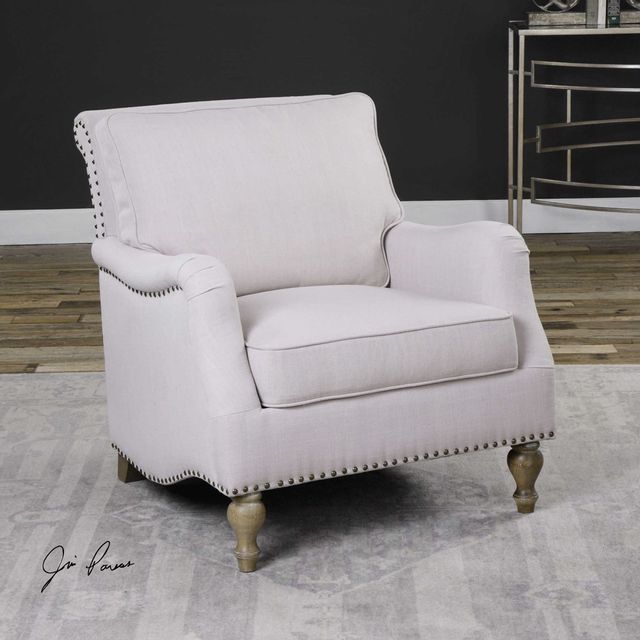 Uttermost® Armstead White English Arm Chair 3