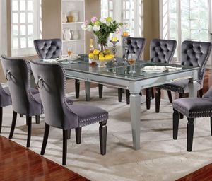 Furniture of America® Alena 7-Piece Dark Gray/Silver Dining Set