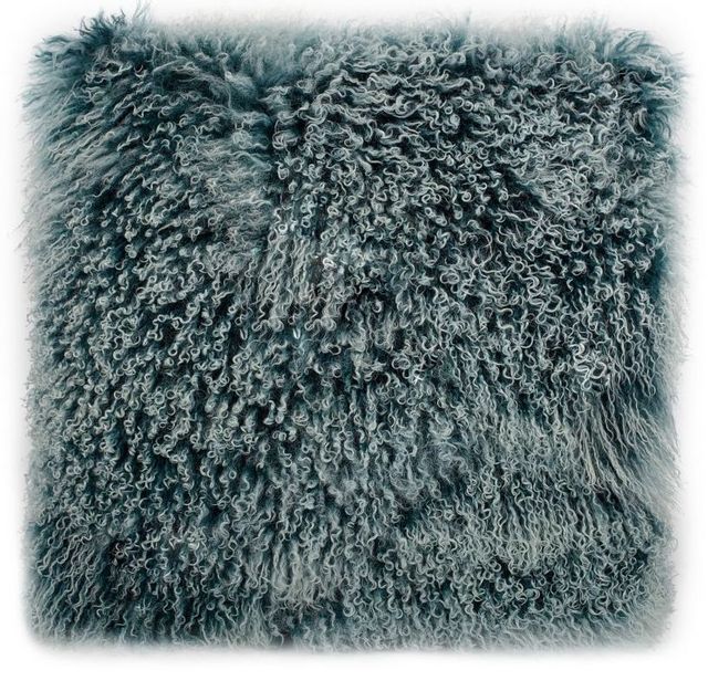 Moe's Home Collection Lamb Fur Teal Snow Large Pillow Pouf