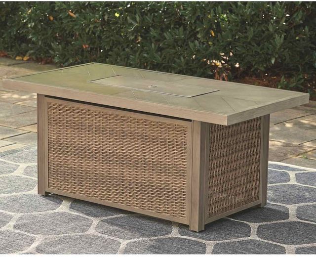 Signature Design by Ashley® Beachcroft Beige Rectangular Fire Pit Table 5